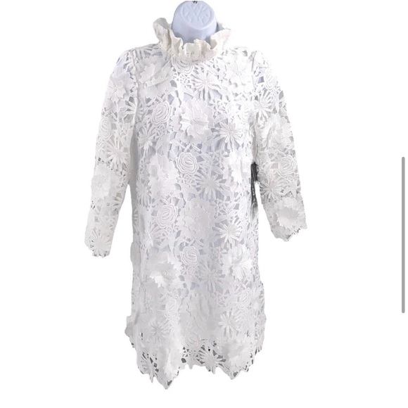 Tuckernuck |  Blanc Guipure Lace Daphne Preppy Mini Dress Size XXS - Picture 2 of 7